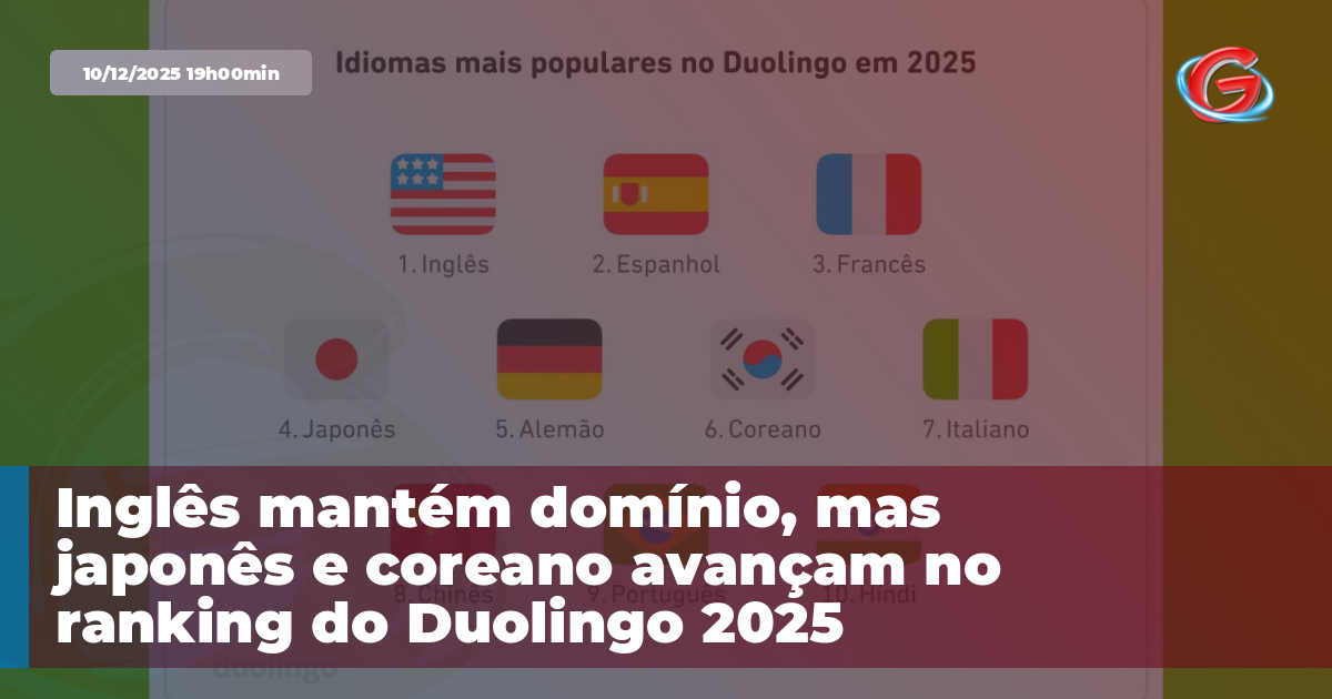 Inglês mantém domínio, mas japonês e coreano avançam no ranking do ...