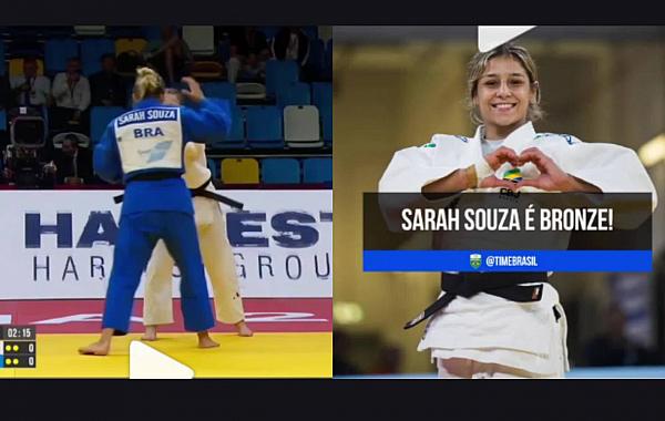 Sarah Souza é bronze em 1º dia do Grand Slam de judô no Cazaquistão