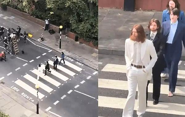 Elenco do filme dos Beatles recria a capa de Abbey Road na faixa mais famosa de Londres